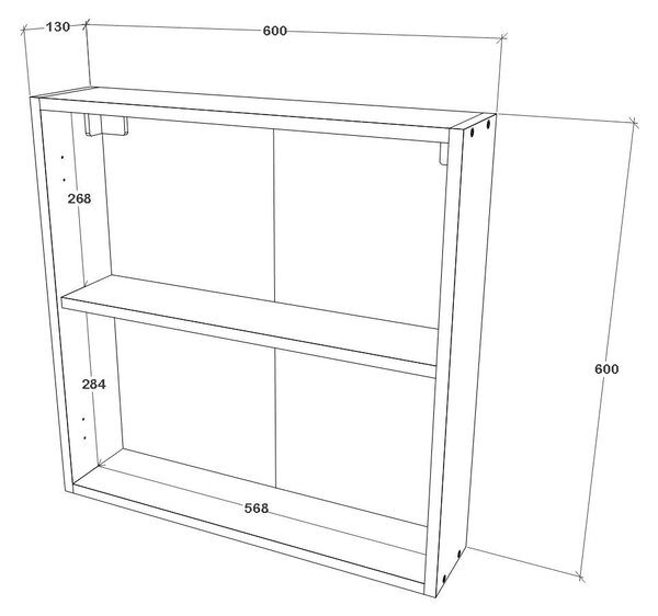 Corp haaus Teno, Suspendat, Alb, cu oglinzi, 60 x 13 x 60 cm