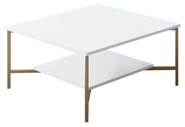 Masuta Cafea, PAL Melaminat / Metal, Gold Line, Negru / Auriu, 80x80x40 cm