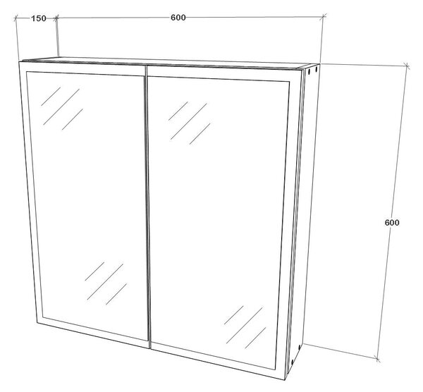 Corp haaus Teno, Suspendat, Alb, cu oglinzi, 60 x 13 x 60 cm