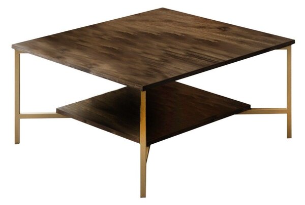 Masuta Cafea, PAL Melaminat / Metal, Gold Line, Negru / Auriu, 80x80x40 cm