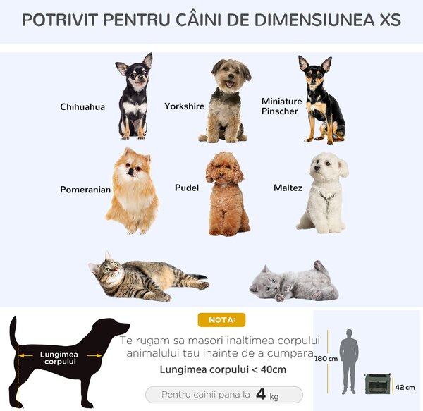 PawHut Geantă de Transport Moale pentru Câini Mini și Pisici, Cușcă de Călătorie cu Pernă Detașabilă, Geantă de Transport și Uși Din Plasă Respirabilă, 60x42x42 cm, Gri | Aosom Romania