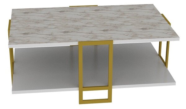 Masuta de cafea Polka - White, Aur, 92x37x62 cm