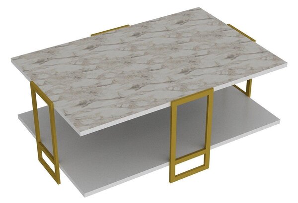 Masuta de cafea Polka - White, Aur, 92x37x62 cm
