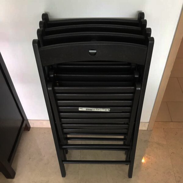 Scaun pliant lemn, Negru, 77 x 44 x 51 cm
