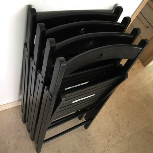 Scaun pliant lemn, Negru, 77 x 44 x 51 cm