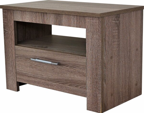 Dormitor Ebon trufle, pat 160x200, dulap usi culisante, comoda, 2 noptiere, suport saltea si saltea160x200 incluse