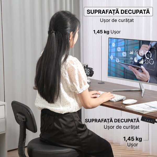 HOMCOM Scaun Rotativ la 360° și Reglabil pe Înălțime cu Suport pentru Picioare, 52x52x78-92 cm, Negru | Aosom Romania