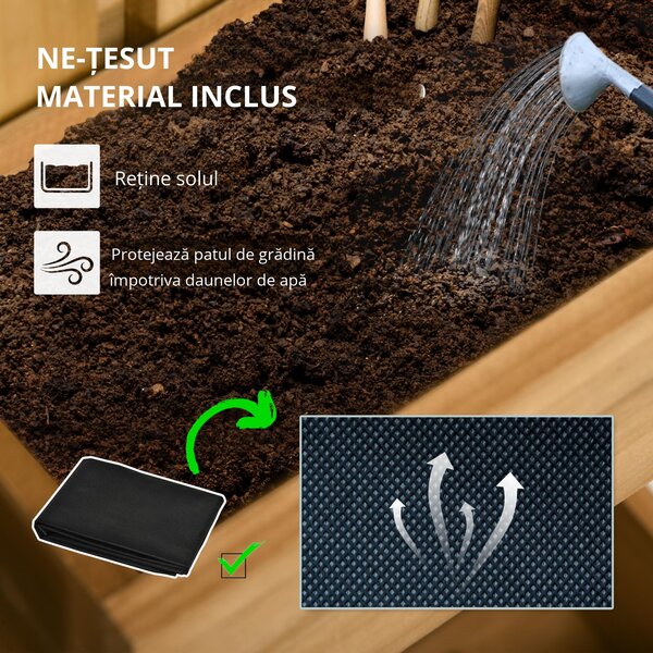 Jardiniera pentru exterior din lemn cu 3 ghivece detasabile, jardiniera verticala cu orificii de scurgere, 60x16x80cm | AOSOM RO