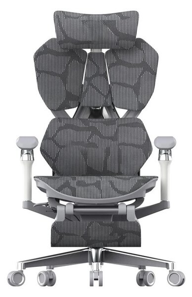 Scaun ergonomic SIHOO X5 PRO-301, cotiere 6D, suport lombar reglabil, tetiera 3D, Sezut cu translație, mecanism multifunctional inclinare/blocare, suport picioare, pivotant, Mesh, Gri