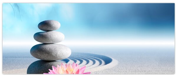 Tablou cu nisip, crin și pietrele spa (120x50 cm)