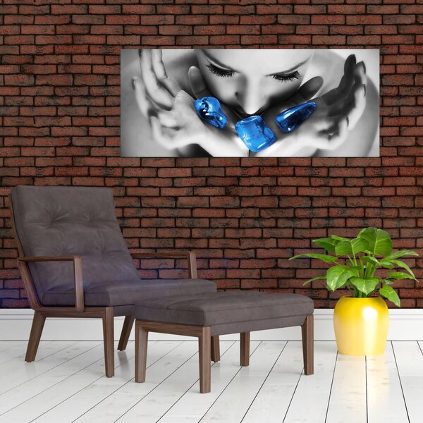 Tablou cu portretul femeii cu pietre (120x50 cm)