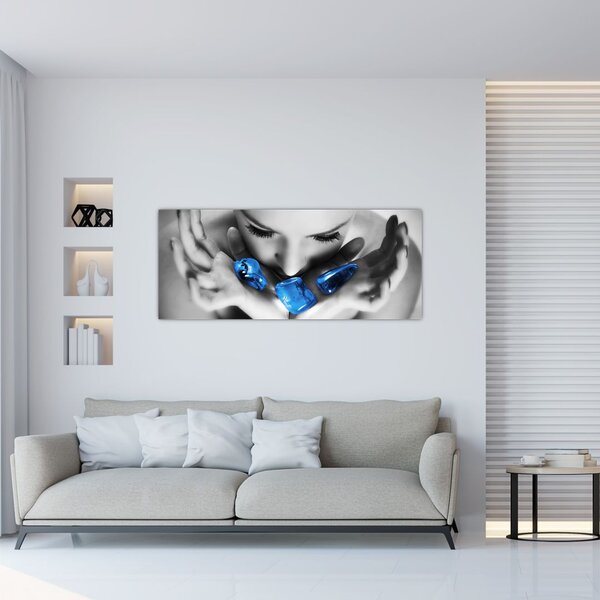 Tablou cu portretul femeii cu pietre (120x50 cm)