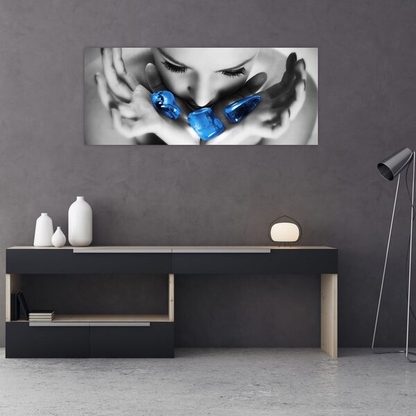 Tablou cu portretul femeii cu pietre (120x50 cm)