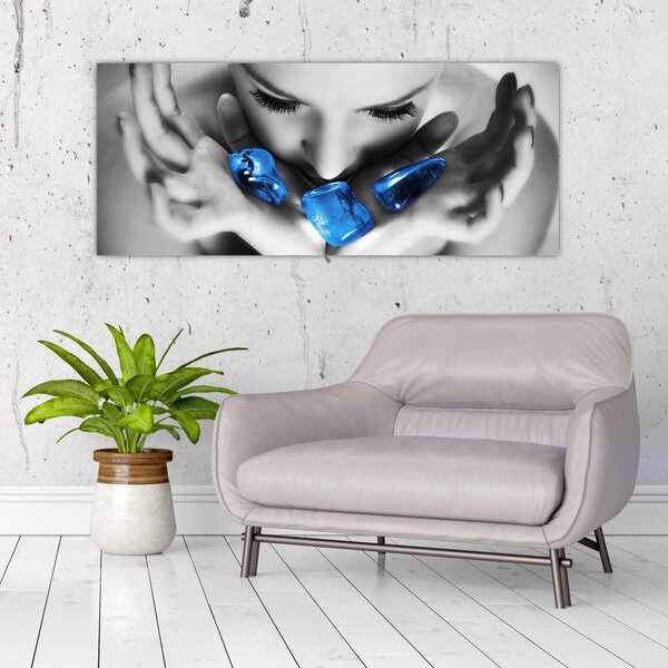 Tablou cu portretul femeii cu pietre (120x50 cm)