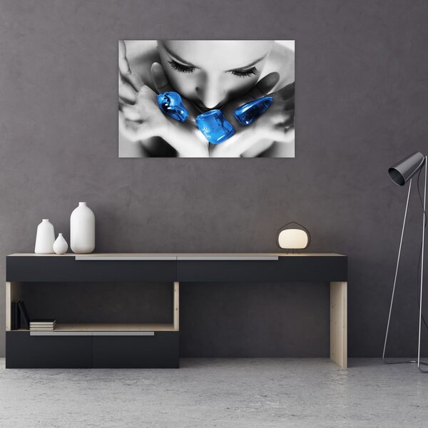 Tablou cu portretul femeii cu pietre (90x60 cm)
