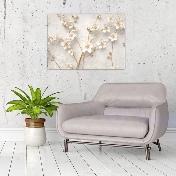 Tablou - floare aurie - abstractă (70x50 cm)