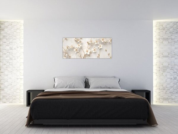 Tablou - floare aurie - abstractă (120x50 cm)