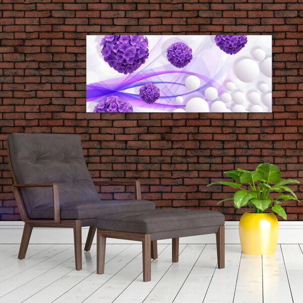 Obraz - Bilă, bile mici, flori (120x50 cm)