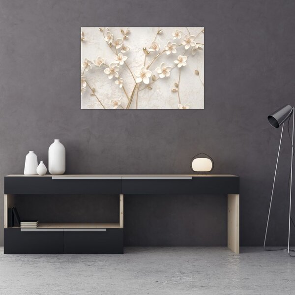 Tablou - floare aurie - abstractă (90x60 cm)