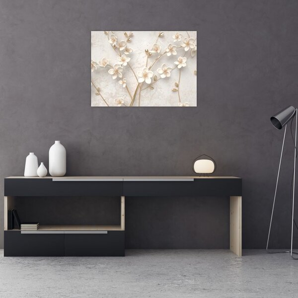 Tablou - floare aurie - abstractă (70x50 cm)