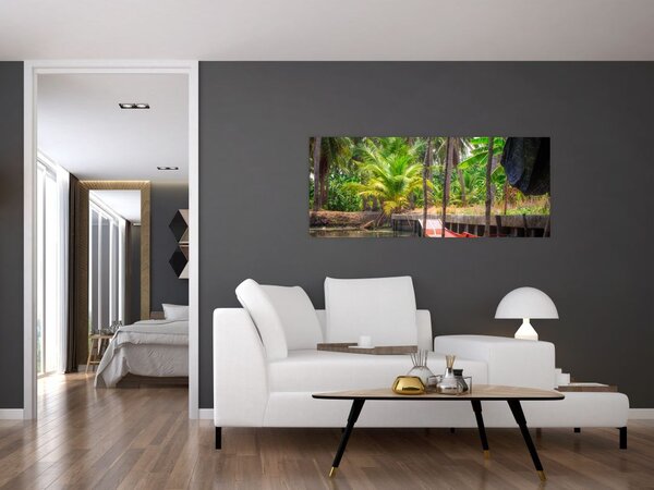 Tablou - Nava din lemn în canal , Thailand (120x50 cm)