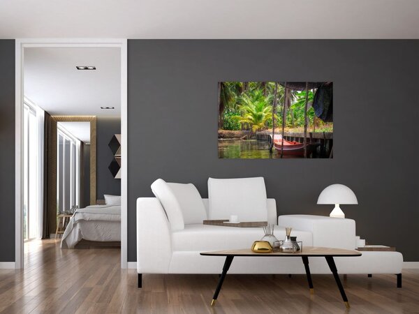 Tablou - Nava din lemn în canal , Thailand (90x60 cm)