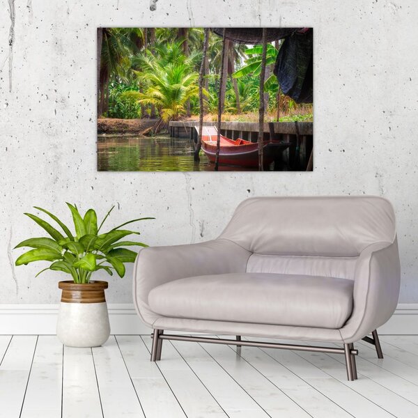 Tablou - Nava din lemn în canal , Thailand (90x60 cm)