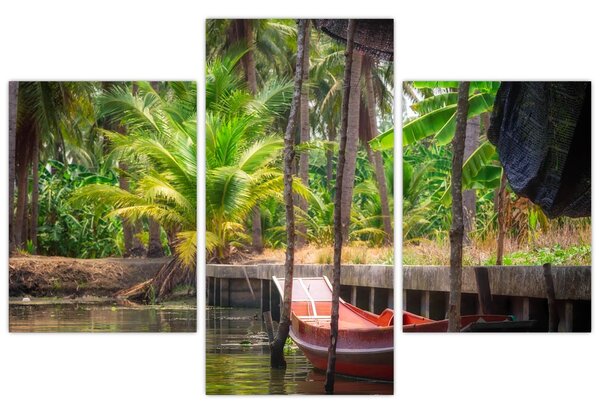 Tablou - Nava din lemn în canal , Thailand (90x60 cm)