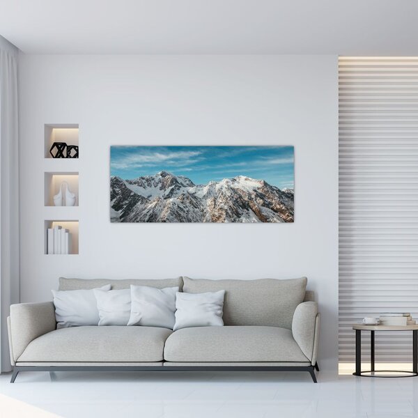 Tablou cu vârfuri înzăpeziți, Fiordland (120x50 cm)