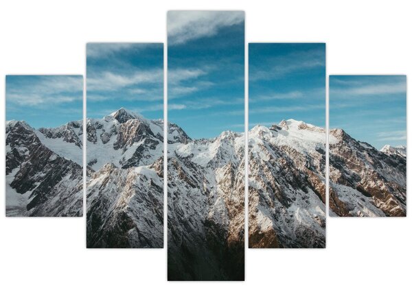 Tablou cu vârfuri înzăpeziți, Fiordland (150x105 cm)