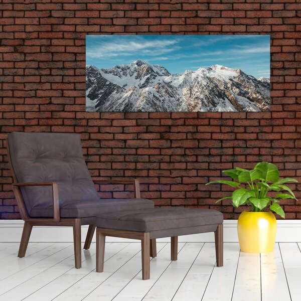 Tablou cu vârfuri înzăpeziți, Fiordland (120x50 cm)