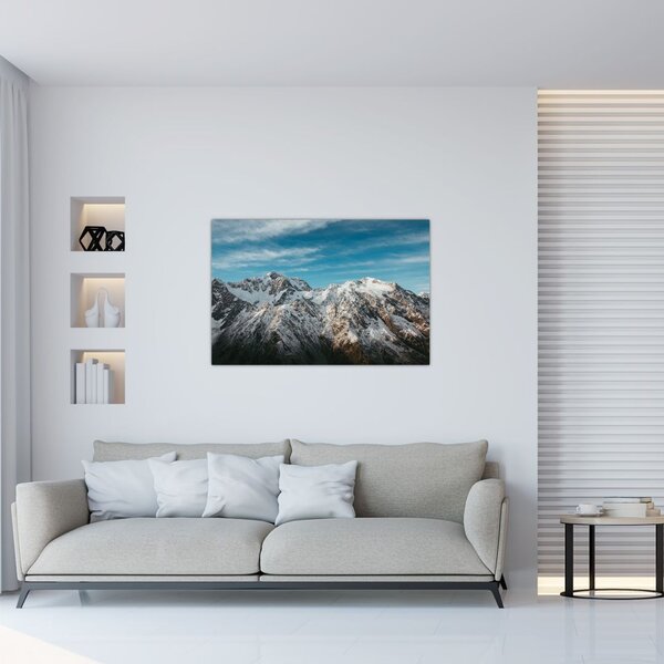 Tablou cu vârfuri înzăpeziți, Fiordland (90x60 cm)