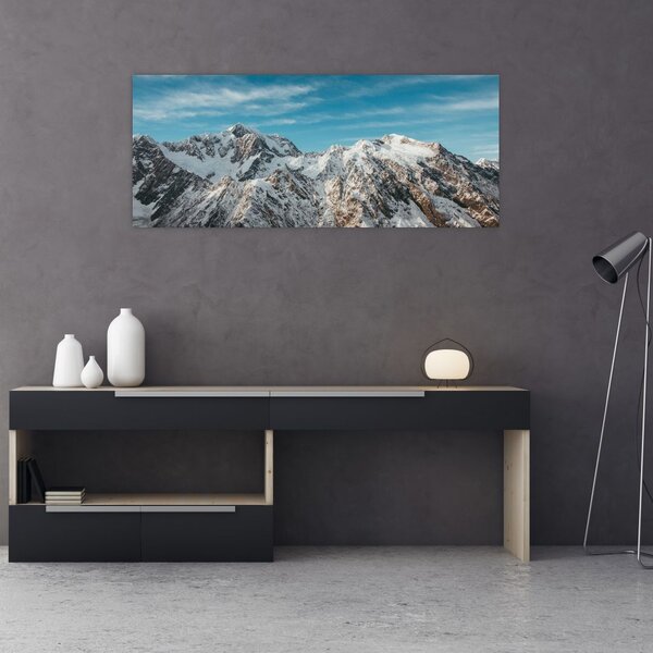 Tablou cu vârfuri înzăpeziți, Fiordland (120x50 cm)