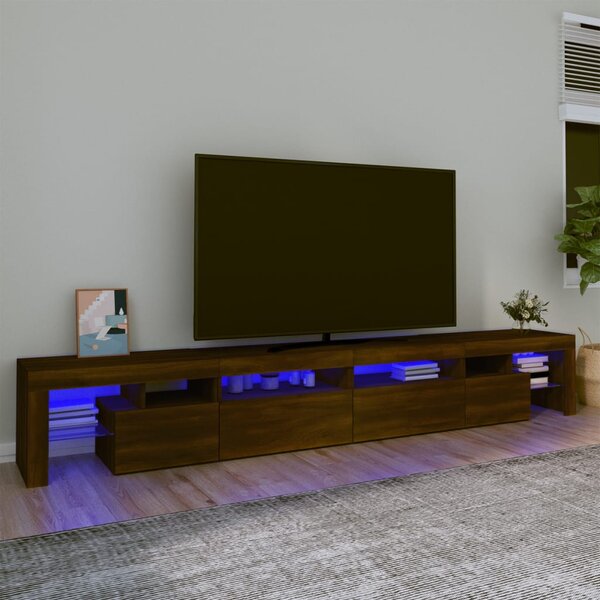 Comodă TV cu lumini LED, stejar maro, 280x36,5x40 cm