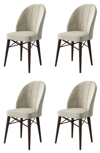 Set 4 scaune haaus Ritim, Crem/Maro, textil, picioare metalice