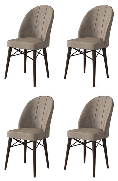 Set 4 scaune haaus Ritim, Cappuccino/Maro, textil, picioare metalice