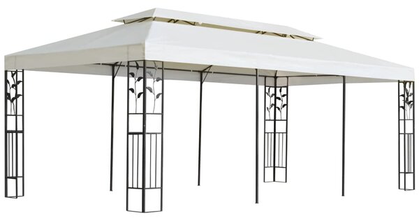 Pavilion cu acoperiș dublu, alb, 6x3 m, oțel