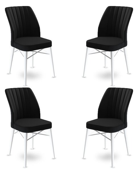 Set 4 scaune haaus Flex, Negru/Alb, textil, picioare metalice