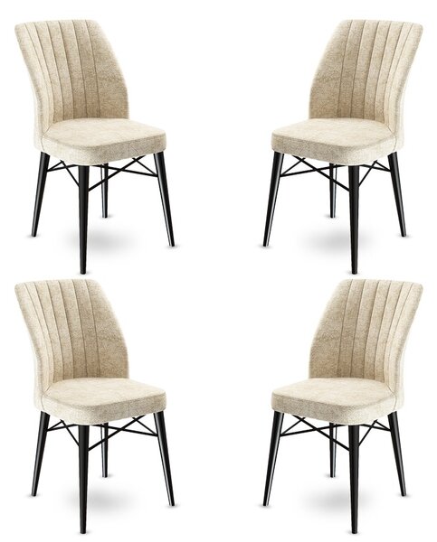 Set 4 scaune haaus Flex, Crem/Negru, textil, picioare metalice