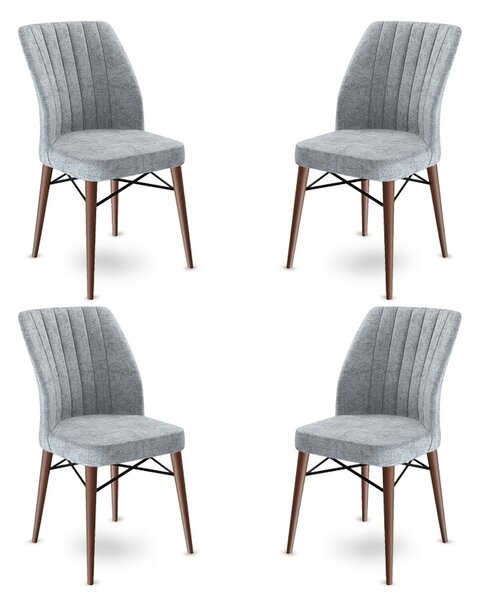 Set 4 scaune haaus Flex, Gri/Maro, textil, picioare metalice