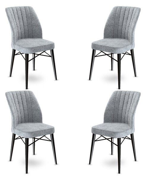 Set 4 scaune haaus Flex, Gri/Negru, textil, picioare metalice