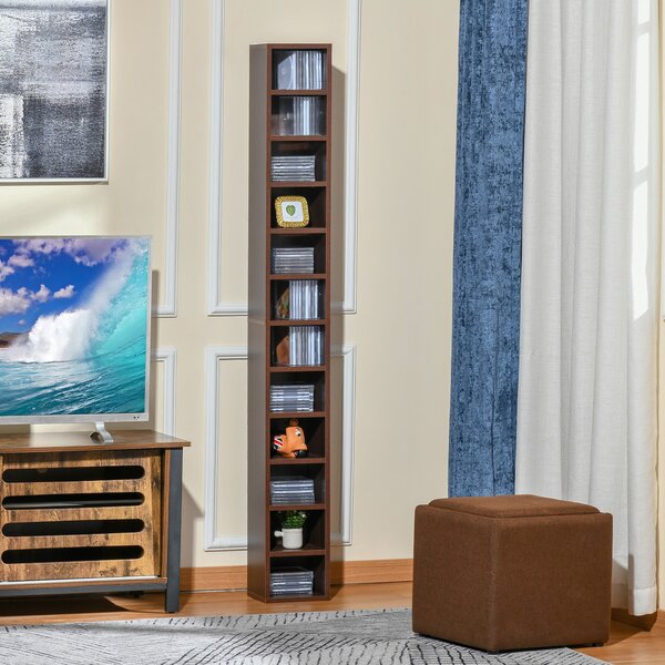 Biblioteca tip coloana cu 12 etajere, din MDF, sustine maxim 15kg 21x20x175cm, maro HOMCOM | Aosom RO