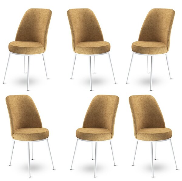 Set 6 scaune haaus Dexa, Cappuccino/Alb, textil, picioare metalice