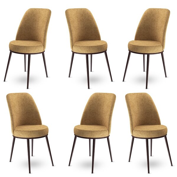 Set 6 scaune haaus Dexa, Cappuccino/Maro, textil, picioare metalice
