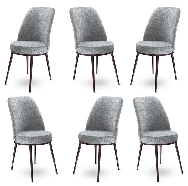 Set 6 scaune haaus Dexa, Gri/Maro, textil, picioare metalice