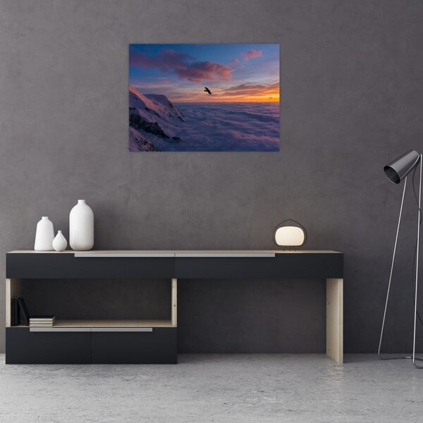 Tablou în apus de soare, Mont Blanc (70x50 cm)