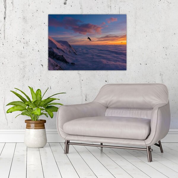 Tablou în apus de soare, Mont Blanc (70x50 cm)