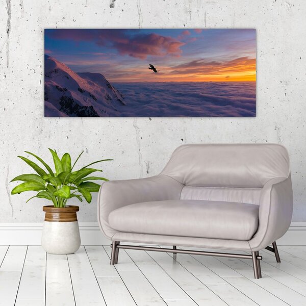 Tablou în apus de soare, Mont Blanc (120x50 cm)