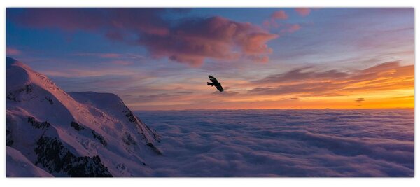 Tablou în apus de soare, Mont Blanc (120x50 cm)