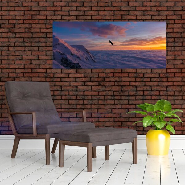 Tablou în apus de soare, Mont Blanc (120x50 cm)